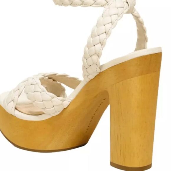 VERONICA BEARD Gael Woven Leather Ankle Strap Wooden Platform Sandals NWT $395 - Picture 5 of 9